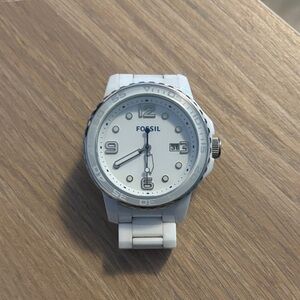 Men’s Fossil White and Silver Smartwatch
